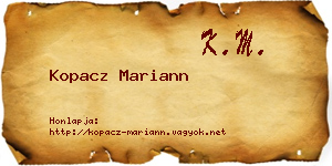 Kopacz Mariann névjegykártya