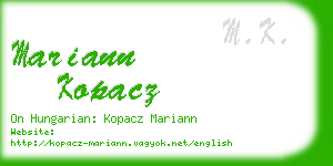 mariann kopacz business card